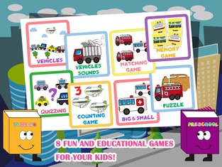 Vehicles Toddler Preschool FREE - All in 1 Educational Puzzle Games for Kids