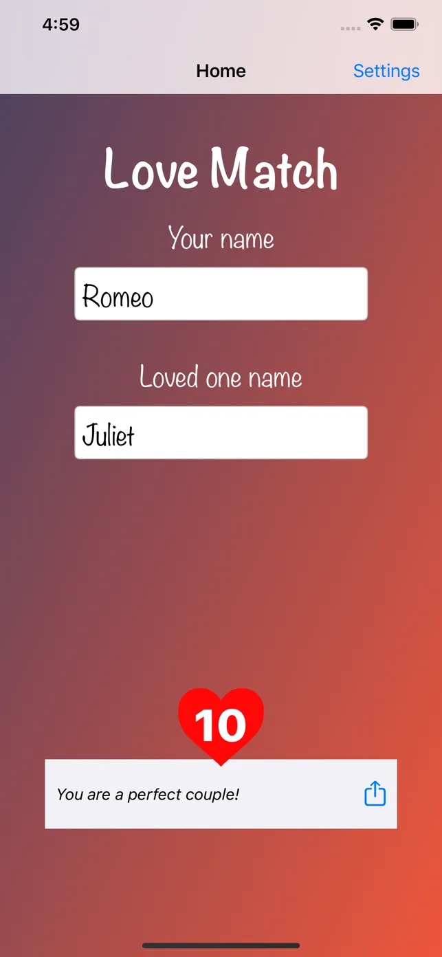 Name matching game love
